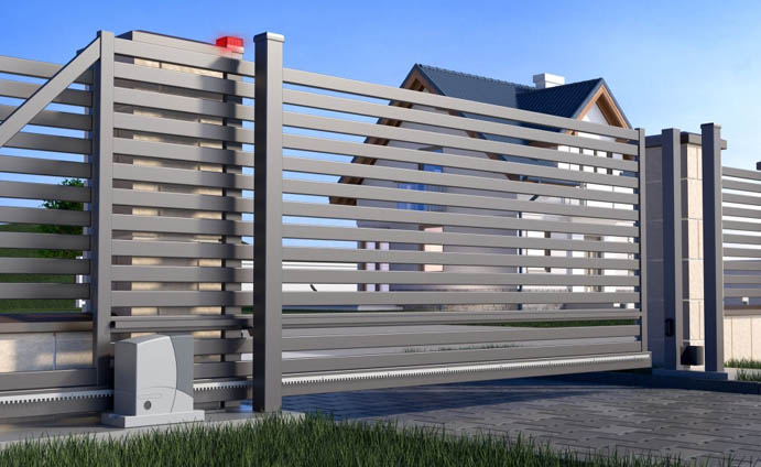 Gate and house 3D illustration
